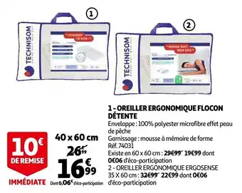 Auchan 1- Oreiller Ergonomique Flocon Dètente offre