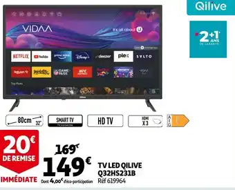 Auchan TV Led Qilive Q32HS231B offre