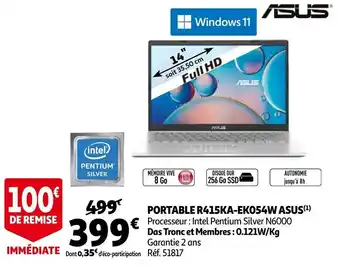 Auchan Portable R415KA-EK054W Asus offre