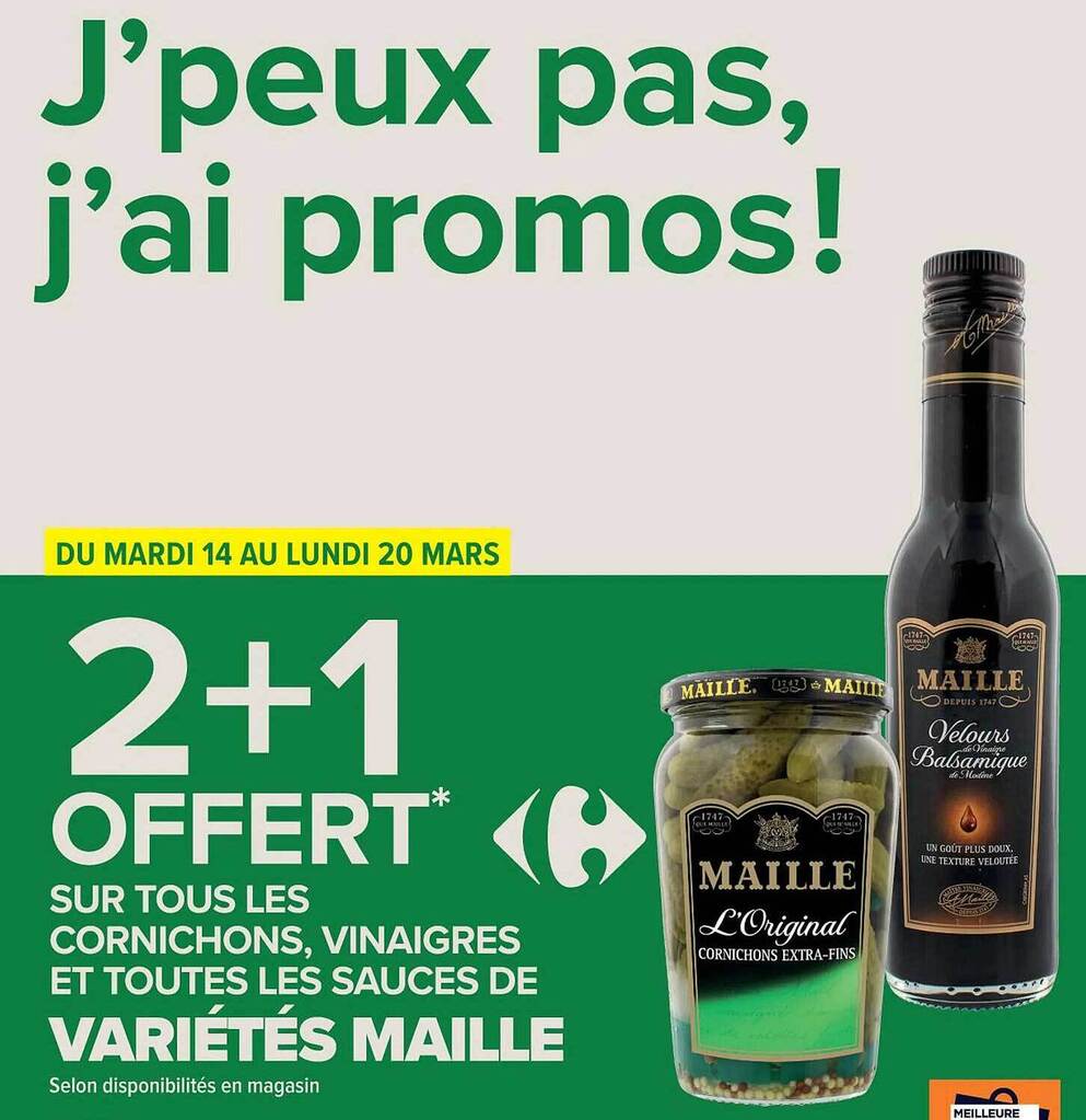 Promo Les cornichons, vinaigres et les sauces de variétés maille chez