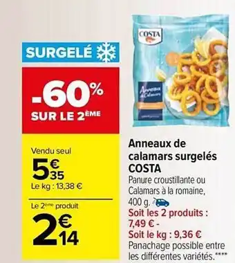 Carrefour Market Anneaux de calamars surgelés costa offre