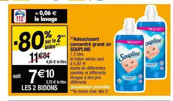 Cora x Carrefour Adoucissant concentré grand air soupline offre