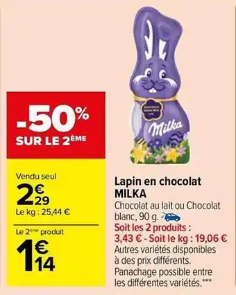 Carrefour Market Lapin en chocolat milka offre