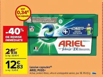 Carrefour Market Lessive capsules ariel pods+ offre