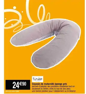 Cora x Carrefour Coussin de maternité éponge gris tinéo offre