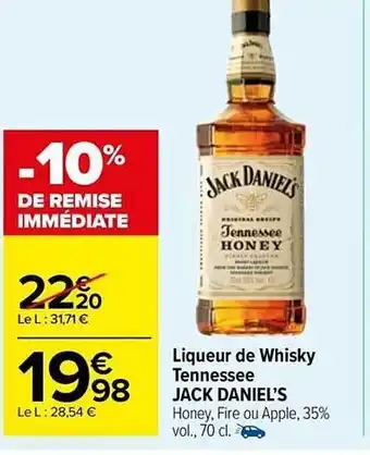 Liqueur de whisky tennessee jack daniel's