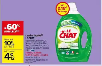 Carrefour Market Lessive liquide le chat offre