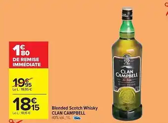 Carrefour Market Blended scotch whisky clan campbell offre