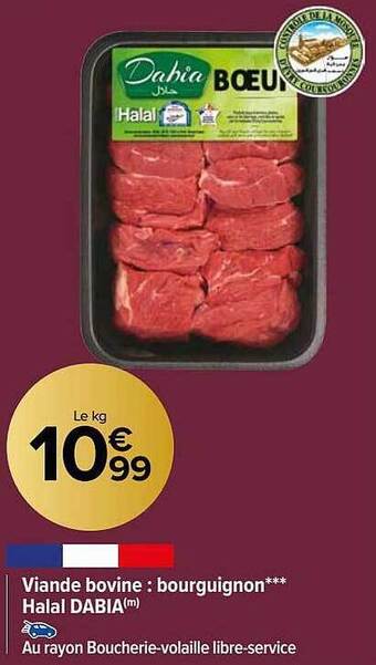 Viande bovine : bourguignon*** halal dabia
