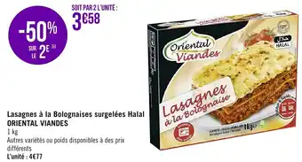Lasagnes à la bolognaise surgelées halal ORIENTAL VIANDES