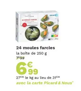 Picard 24 moules farcies offre