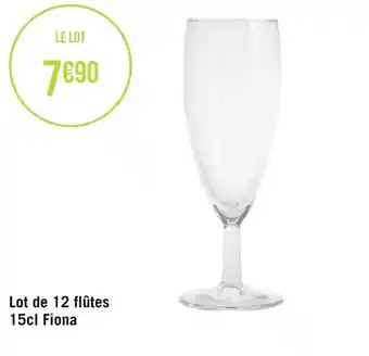 Géant Casino Lot de 12 flûtes 15cl fiona offre