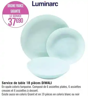 Géant Casino Service de table 18 pièces DIWALI offre