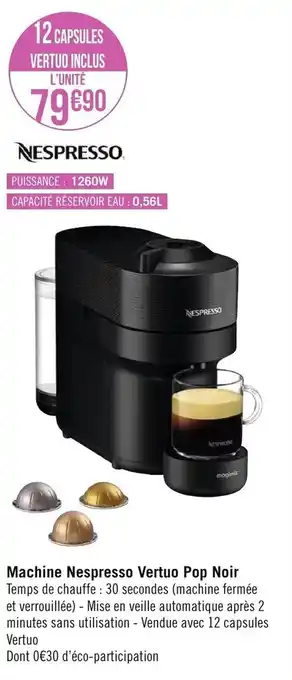 Machine nespresso vertuo pop noir