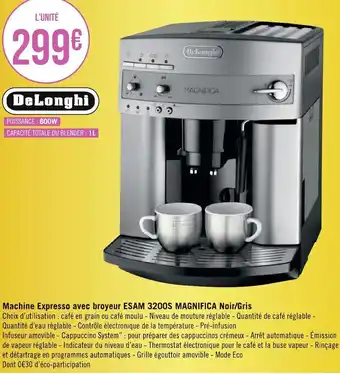 Machine expresso avec broyeur ESAM 32OOS MAGNIFICA noir/gris