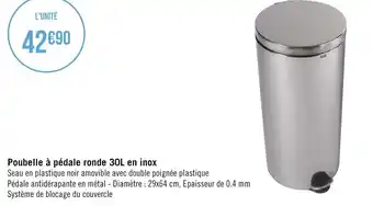 Géant Casino Poubelle à pédale ronde 30L en inox offre