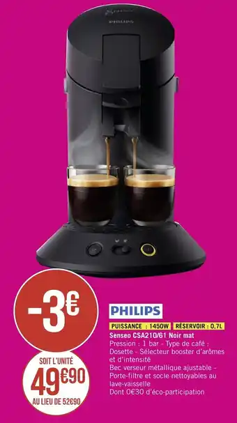 Géant Casino Senseo CSA210/61 noir mat offre