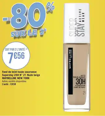 Fond de teint haute couvrance superstay 24H N 21 nude beige MAYBELLINE NEW YORK