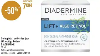 Géant Casino Soin global anti-rides jour lift + algo rétinol DIADERMINE offre