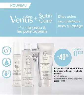 Rasoir gillette venus + satin care pour la peau et les poils pubiens