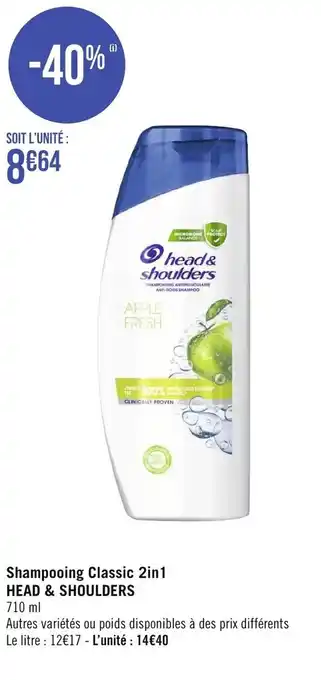 Géant Casino Shampooing classic 2in1 HEAD & SHOULDERS offre