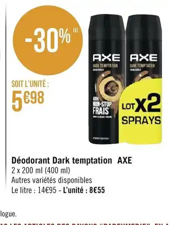 Géant Casino Deodorant dark temptation axe offre