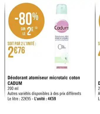 Géant Casino Deodorant atomiseur microtalc coton cadum offre