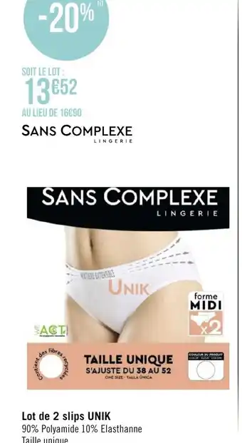 Géant Casino Lot de 2 slips unik offre
