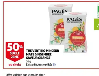 Auchan The Vert Bio Minceur Mate Gingembre Saveur orange offre