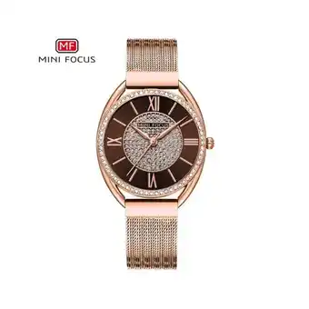 Montre femme mini focus doré rose fond noir
