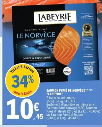 E.Leclerc Saumon Fumé de Norvège labeyrie offre