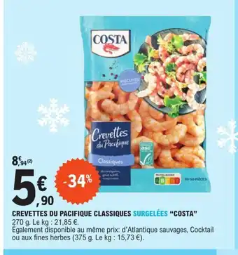 E.Leclerc Crevettes du pacifique classiques surgelees costa offre