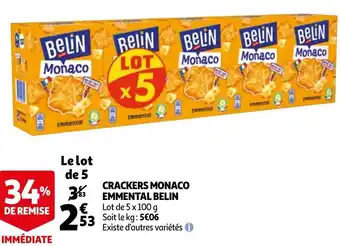Auchan Crackers Monaco Emmental Belin offre