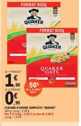 E.Leclerc Flocons d'Avoine complete quaker offre