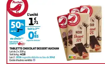 Tablette Chocolat Dessert Auchan