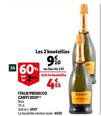 Auchan Italie Prosecco Canti 2019 offre