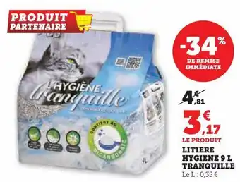 Super U Litière hygiene 9l tranquille offre