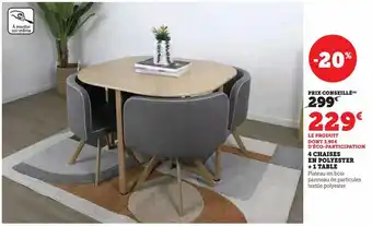 Super U 4 chaises en polyster + 1 table offre