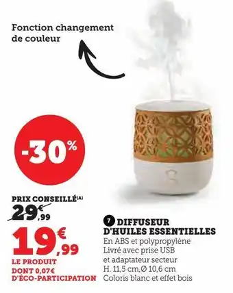 Super U Diffuseur d'huiles essentielles offre