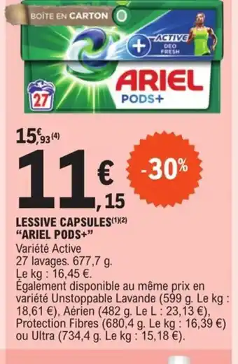 E.Leclerc Lessive capsules ariel pods offre