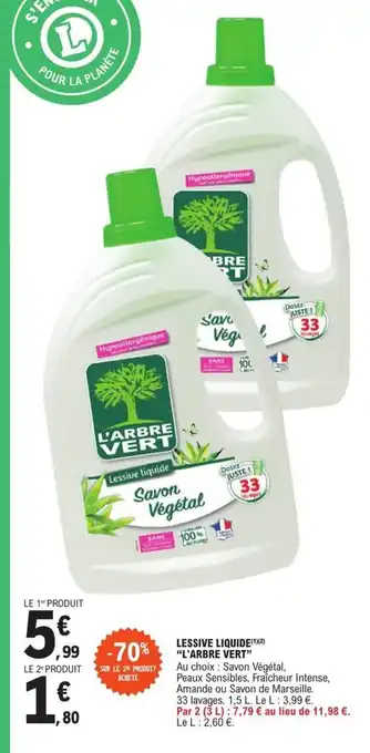 E.Leclerc Lessive liquide l'arbre vert offre