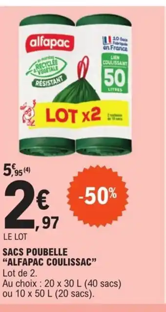 E.Leclerc Sacs poubelle alfapac coulissac offre