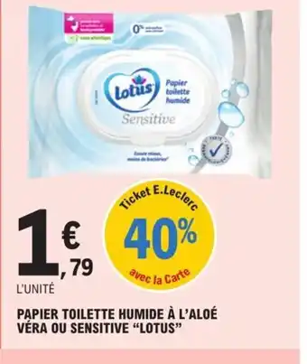 E.Leclerc Papier toilette humide a l'Aloe vera ou sensitive lotus offre