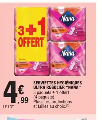 E.Leclerc Serviettes hygieniques ultra regulier nana offre