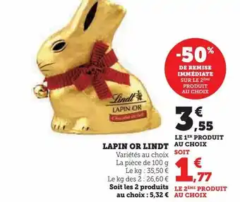 Super U Lapin or lindt offre