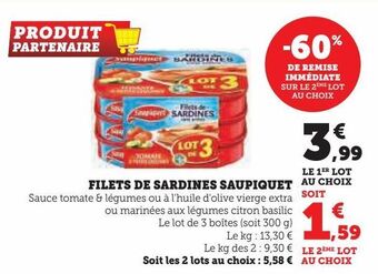 Super U Filets de sardines saupiquet offre