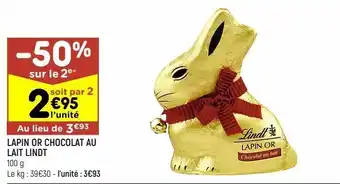 Leader Price Lapin or chocolat au lait lindt offre