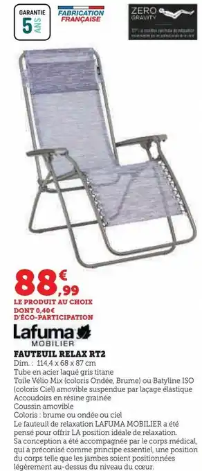Super U Fauteuil relax rt2 offre