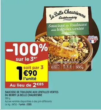 Saucisse de toulouse aux lentilles vertes du berry la belle chaurienne