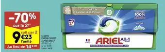 Leader Price Lessive capsules pods alpine ariel offre